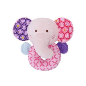 Lorelli Toys Plüss csörgő karika – Pink elefánt
